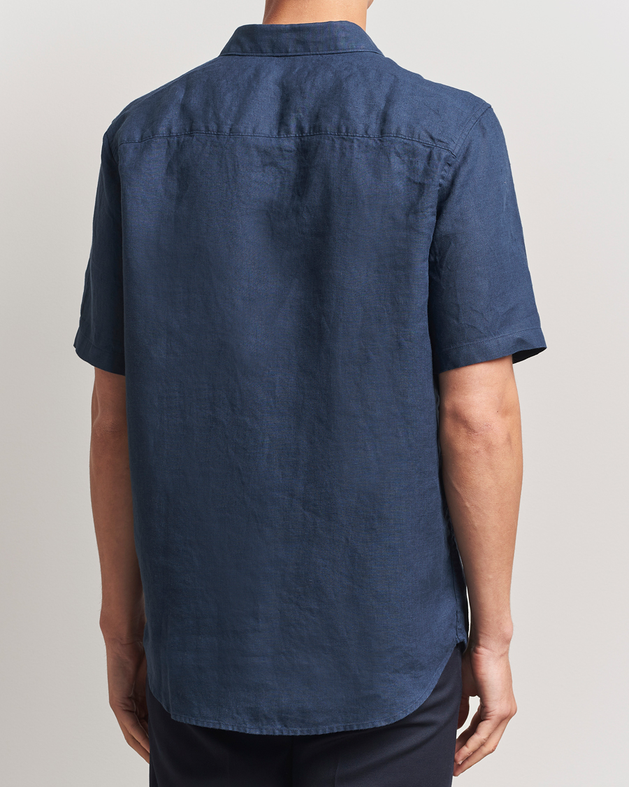 Men | Shirts | NN07 | Enzo Linen Short Sleeve Shirt Navy Blue