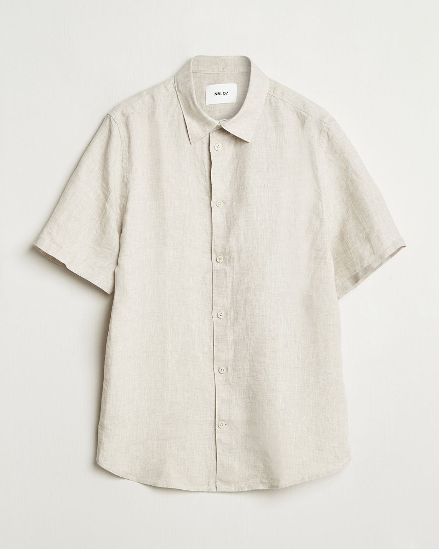 Men | Shirts | NN07 | Enzo Linen Short Sleeve Shirt Oat