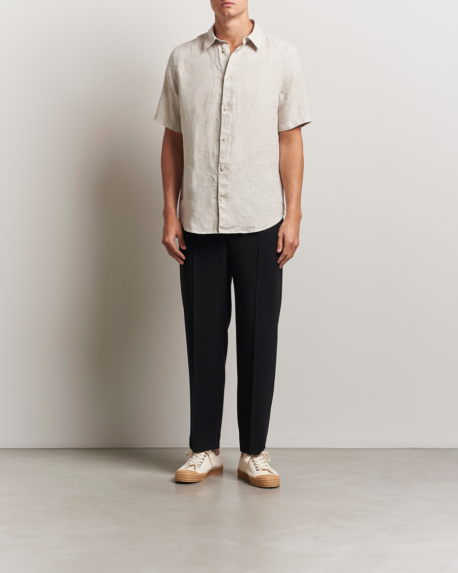 Men | Shirts | NN07 | Enzo Linen Short Sleeve Shirt Oat