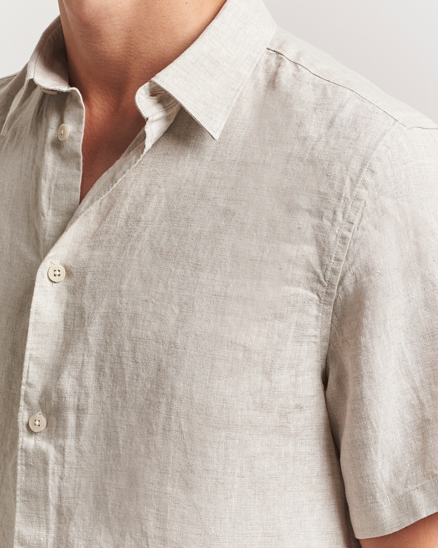 Men | Shirts | NN07 | Enzo Linen Short Sleeve Shirt Oat