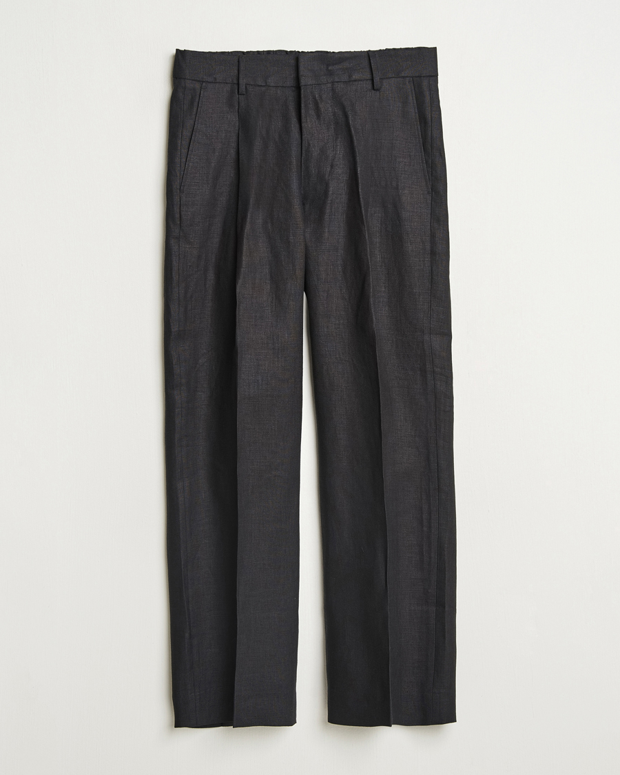 Men | Trousers | NN07 | Kay Relaxed Fit Linen Trousers Black