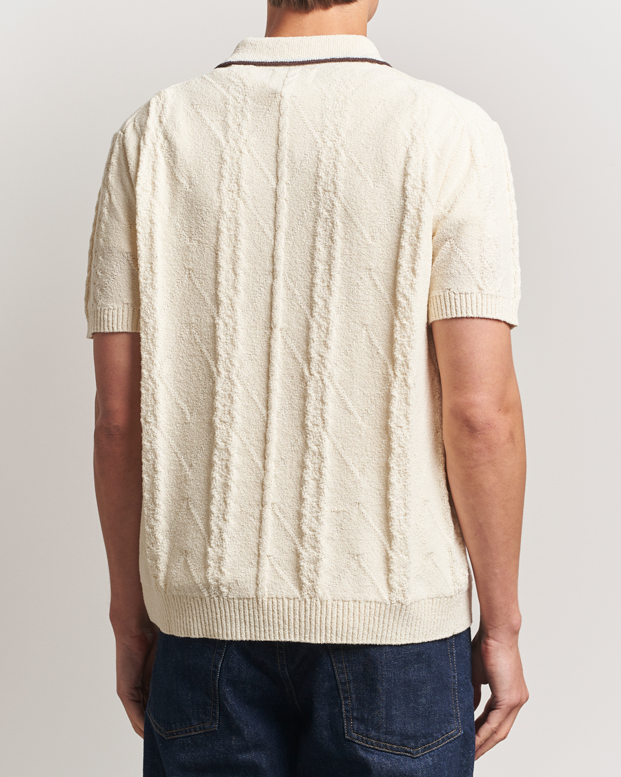 Men | Polo Shirts | NN07 | Gustav Bouclé Half Zip Polo Ivory