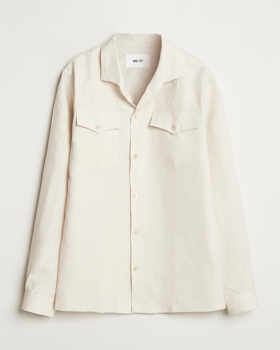 Men | Shirts | NN07 | Pax Linen Western Shirt Ivory