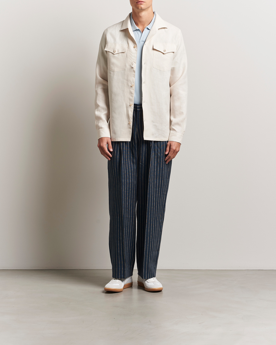 Men | Shirts | NN07 | Pax Linen Western Shirt Ivory