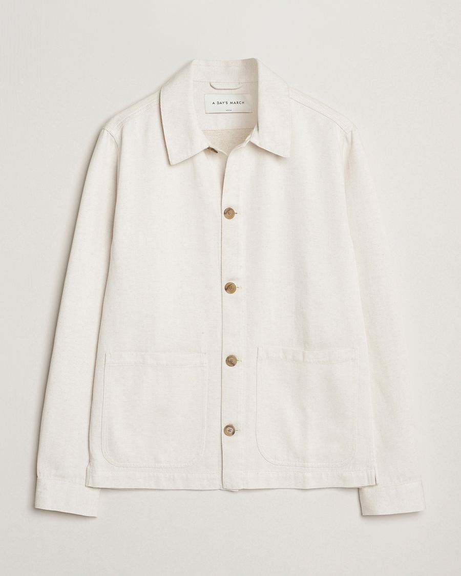 Men | Coats & Jackets | A Day's March | Imola Hemp Overshirt Ecru