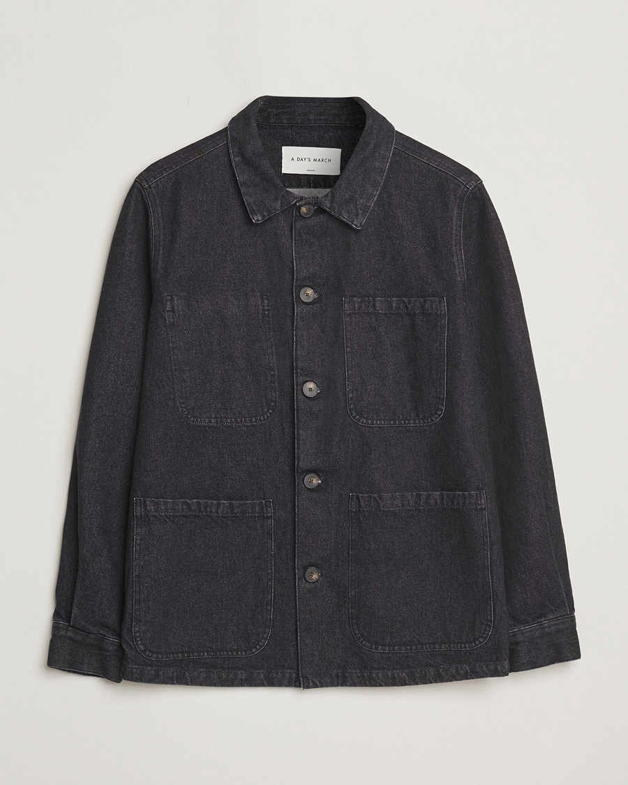 Men | Coats & Jackets | A Day's March | Algot Denim Overshirt Washed Black