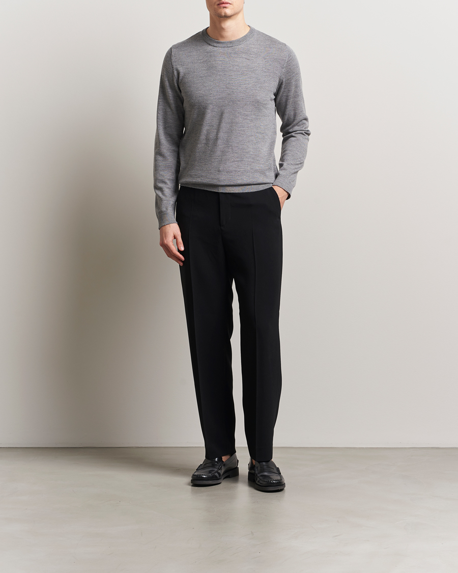 Men | Sweaters & Knitwear | A Day's March | Álagon Merino Crew Grey