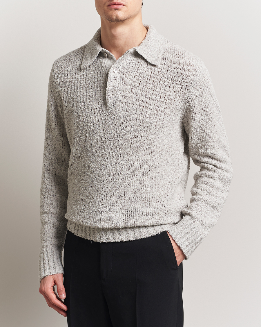 Men | Sweaters & Knitwear | A Day's March | Dover Structured Polo Light Grey