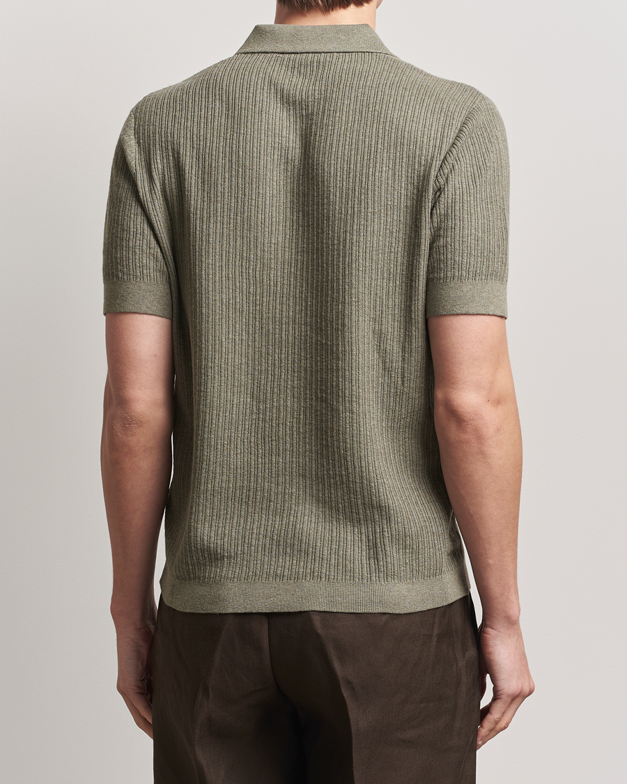 Men | Sweaters & Knitwear | A Day's March | Aspen Structure Short Sleeve Polo Safari Green