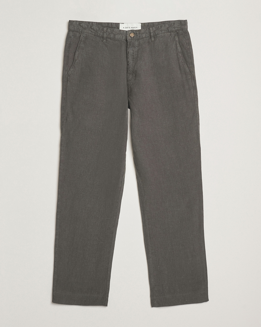Men | Trousers | A Day's March | Madu Linen Trousers Olive