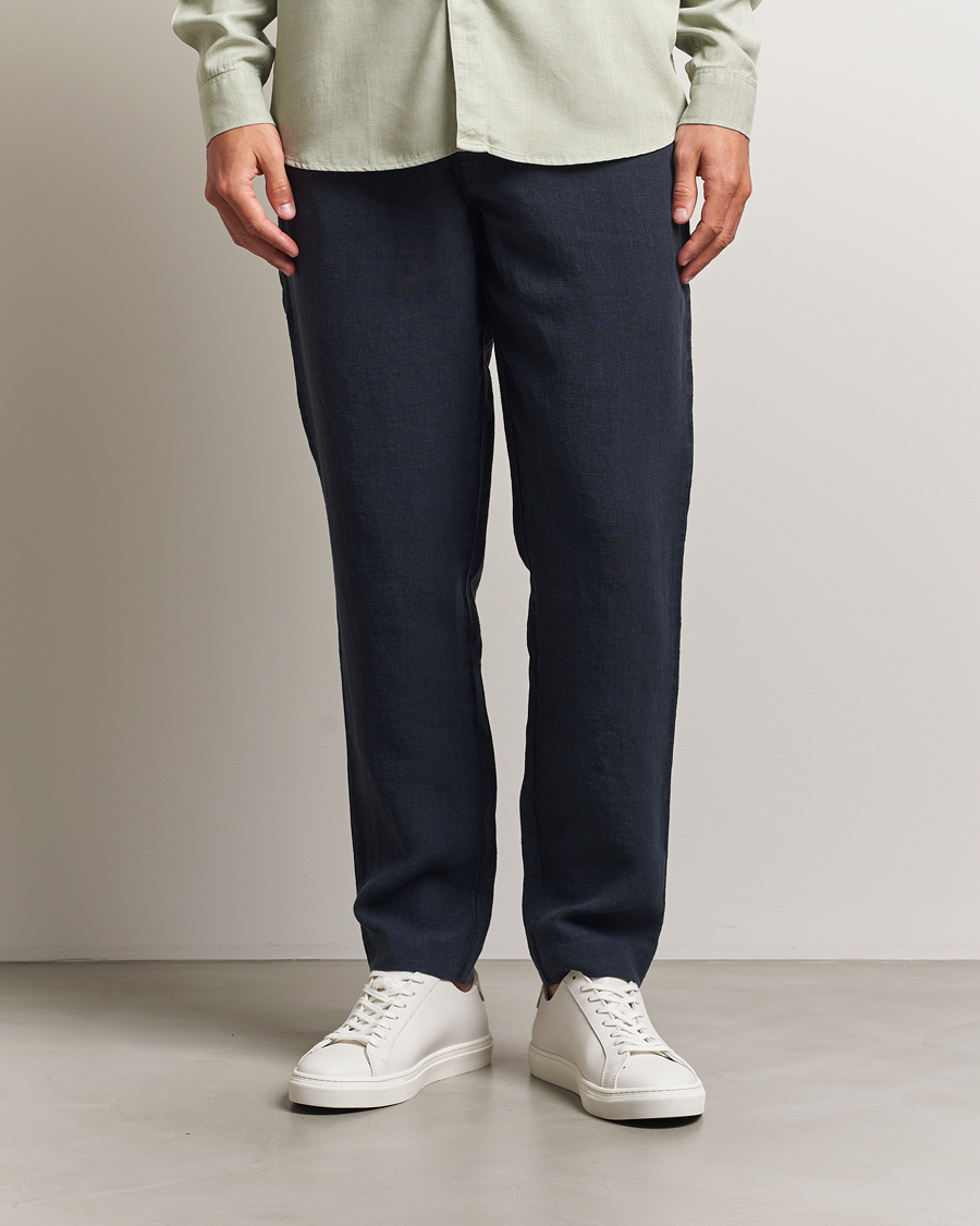 Men | Trousers | A Day's March | Madu Linen Trousers Navy