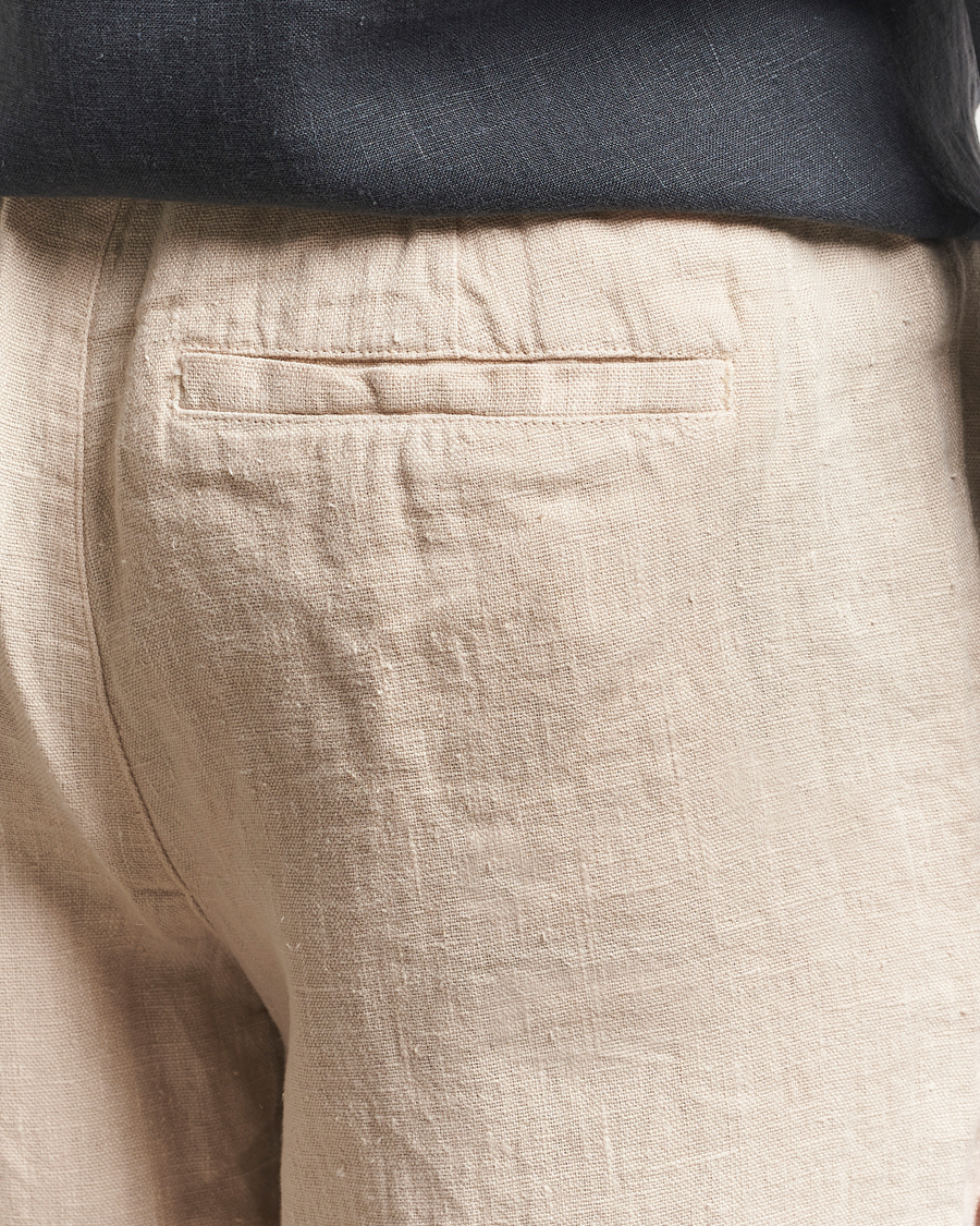 Men | Trousers | A Day's March | Tamiat Drawstring Linen Trousers Oyster