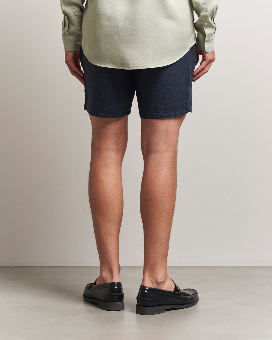 Men | Shorts | A Day's March | Ipu Linen Drawstring Shorts Navy