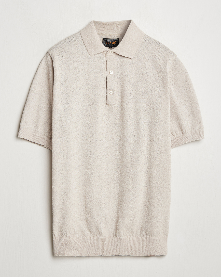 Men | Polo Shirts | BEAMS PLUS | Short Sleeve Boucle Polo Beige