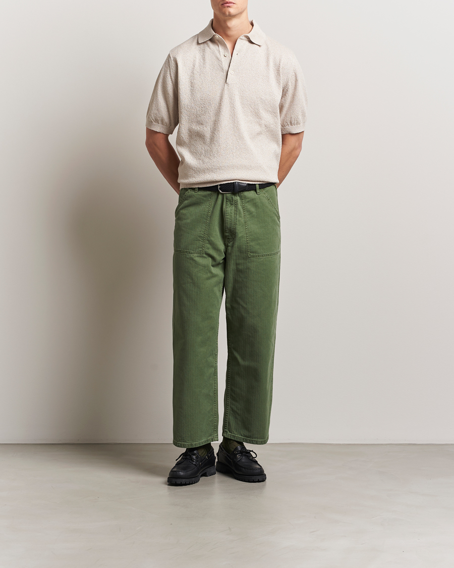 Men | Polo Shirts | BEAMS PLUS | Short Sleeve Boucle Polo Beige