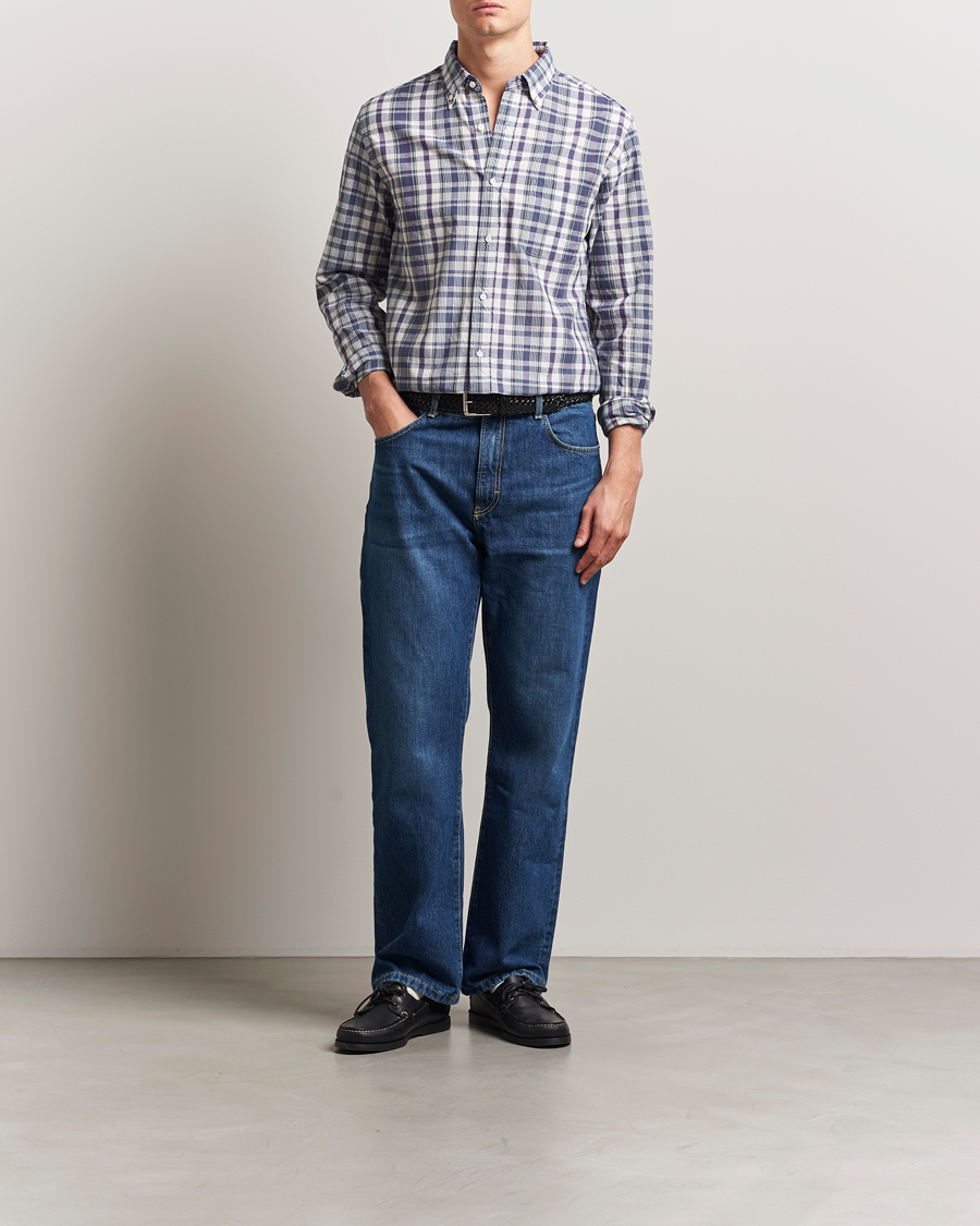 Men | Shirts | BEAMS PLUS | Madras Button Down Shirt White/Blue