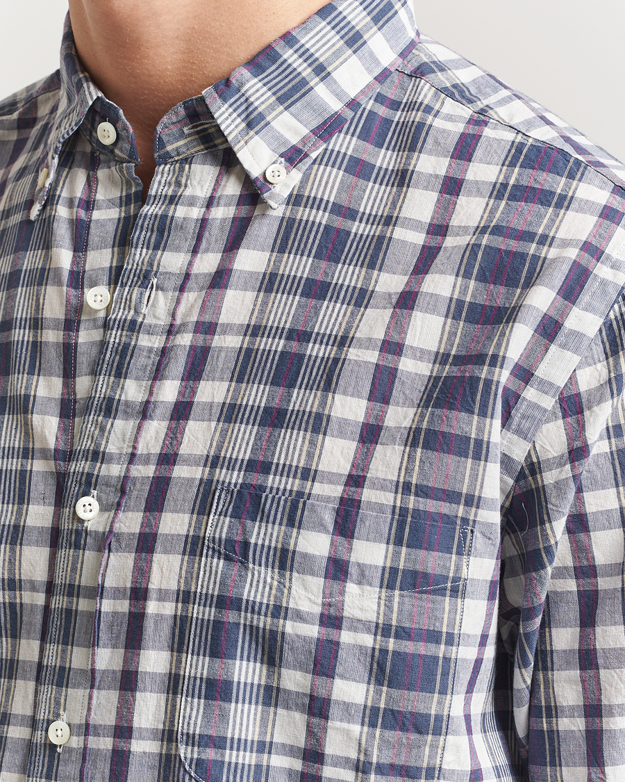 Men | Shirts | BEAMS PLUS | Madras Button Down Shirt White/Blue