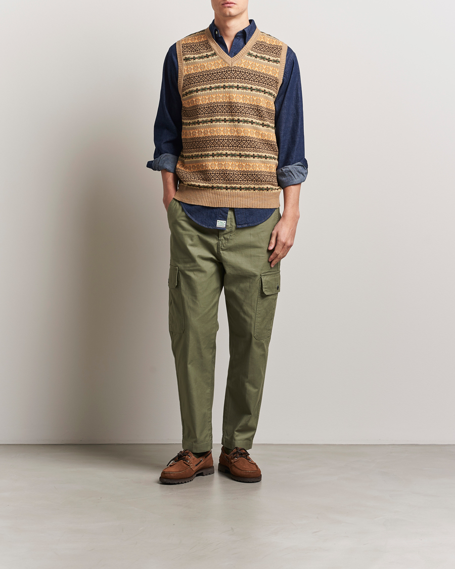 Men | Sweaters & Knitwear | BEAMS PLUS | Fairisle Vest Khaki
