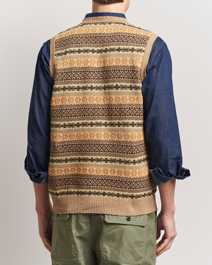Men | Sweaters & Knitwear | BEAMS PLUS | Fairisle Vest Khaki