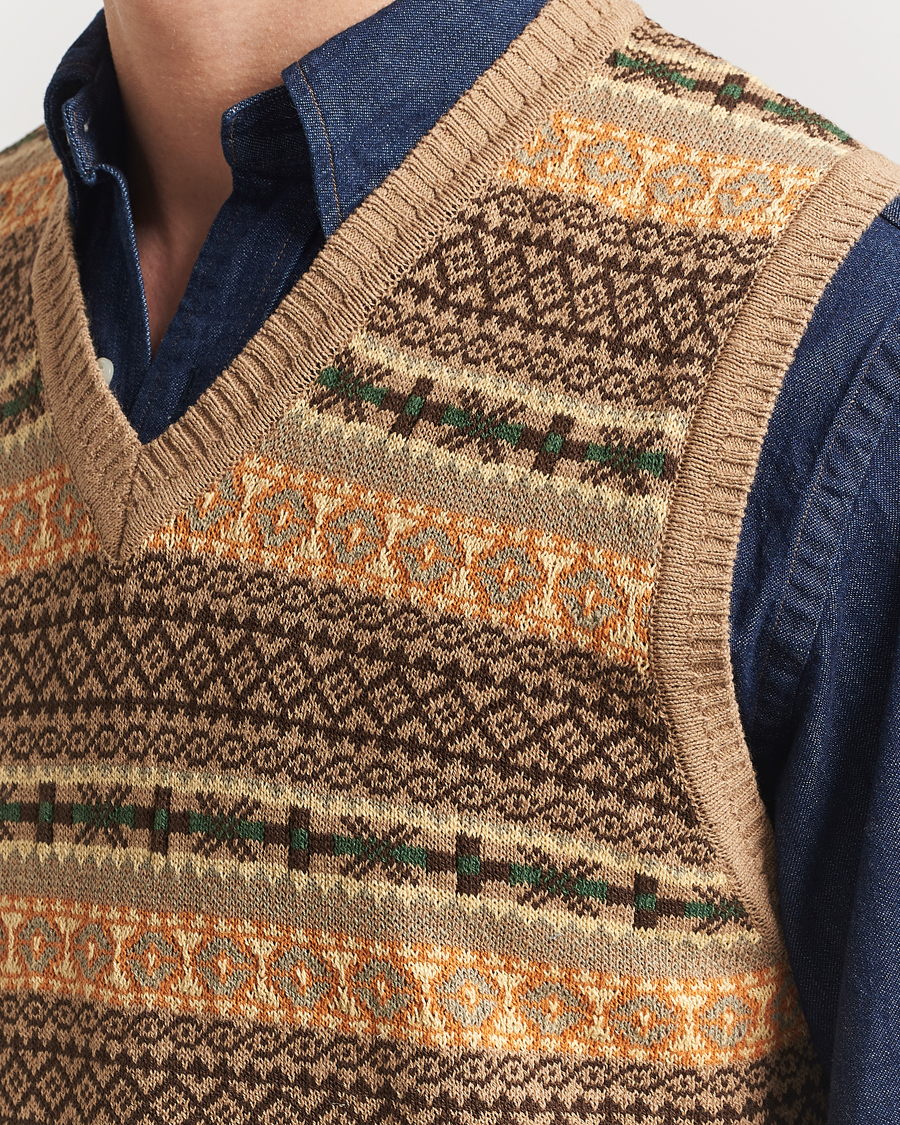 Men | Sweaters & Knitwear | BEAMS PLUS | Fairisle Vest Khaki
