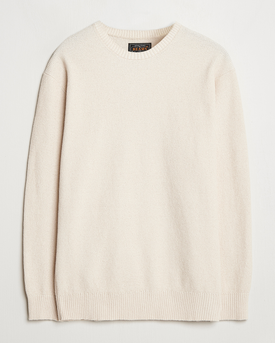 Men | Sweaters & Knitwear | BEAMS PLUS | Cotton Rib Crewneck Beige