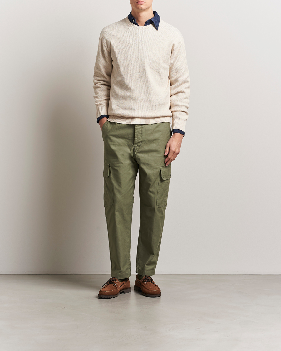 Men | Sweaters & Knitwear | BEAMS PLUS | Cotton Rib Crewneck Beige
