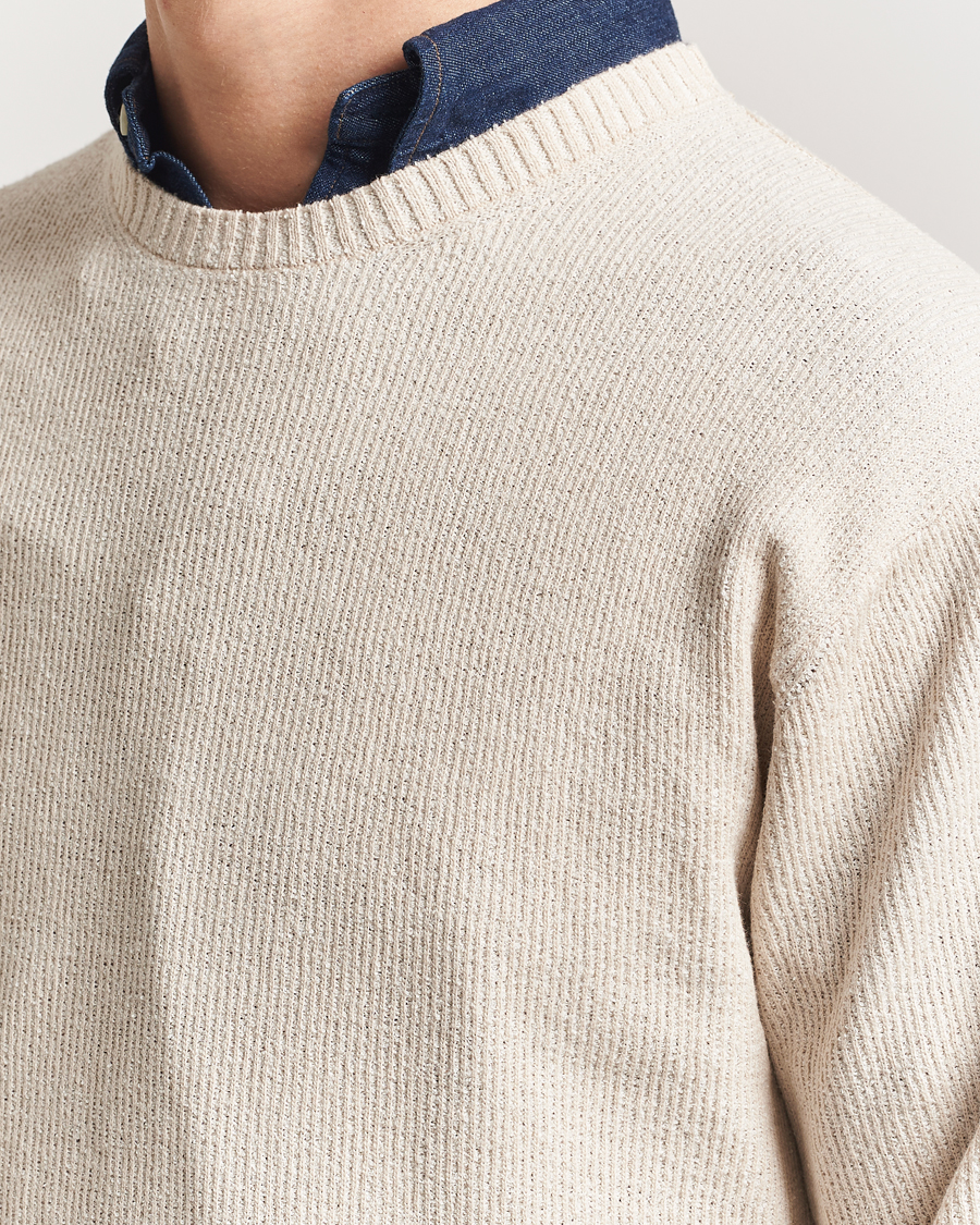 Men | Sweaters & Knitwear | BEAMS PLUS | Cotton Rib Crewneck Beige