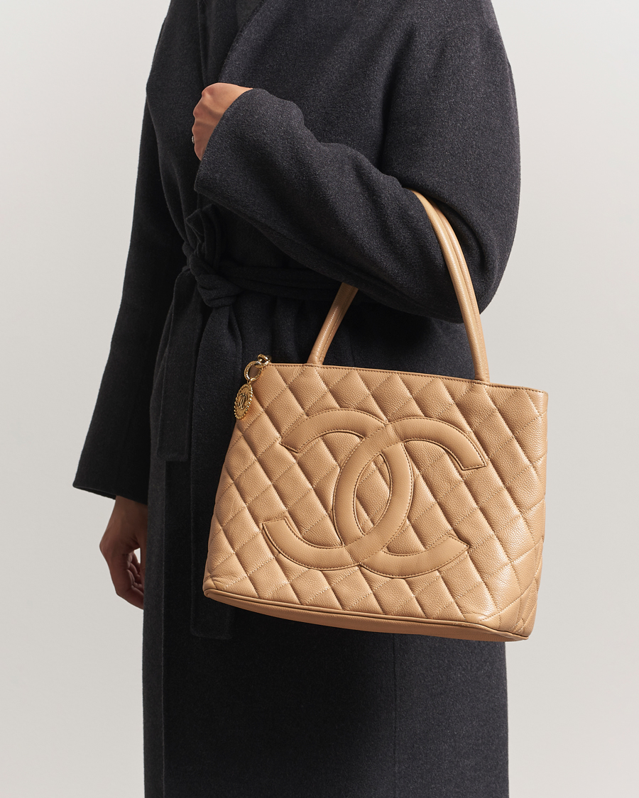 Men | Gifts for Her | Chanel Pre-Owned | Medallion Tote Bag Caviar Beige