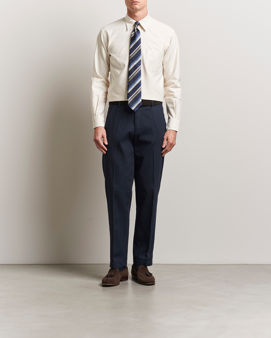 Men | Shirts | Kamakura Shirts | Vintage Ivy Oxford Button Down Shirt Beige