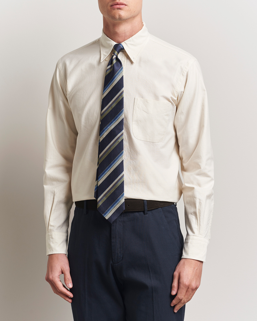 Men | Shirts | Kamakura Shirts | Vintage Ivy Oxford Button Down Shirt Beige