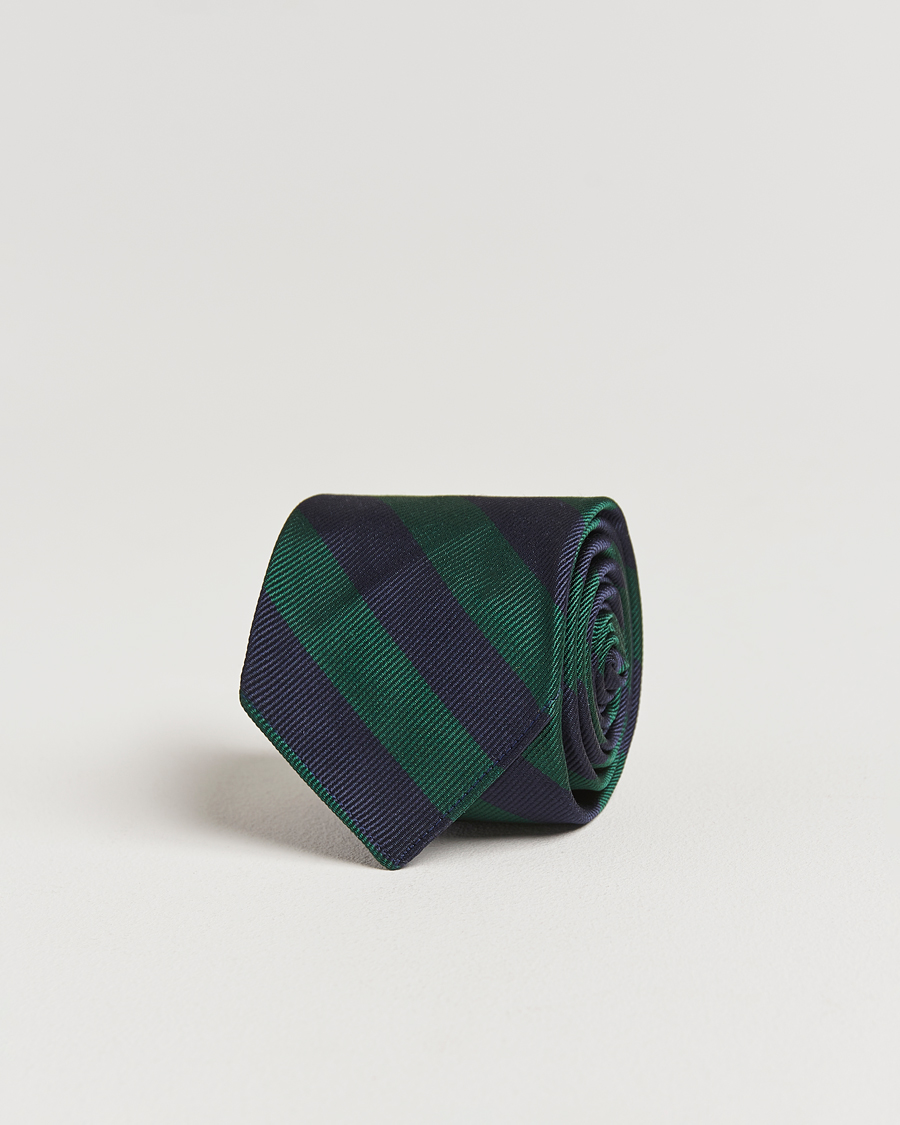 Men | Ties | Kamakura Shirts | Vintage Ivy Regimental Stripe Silk Tie Navy/Green