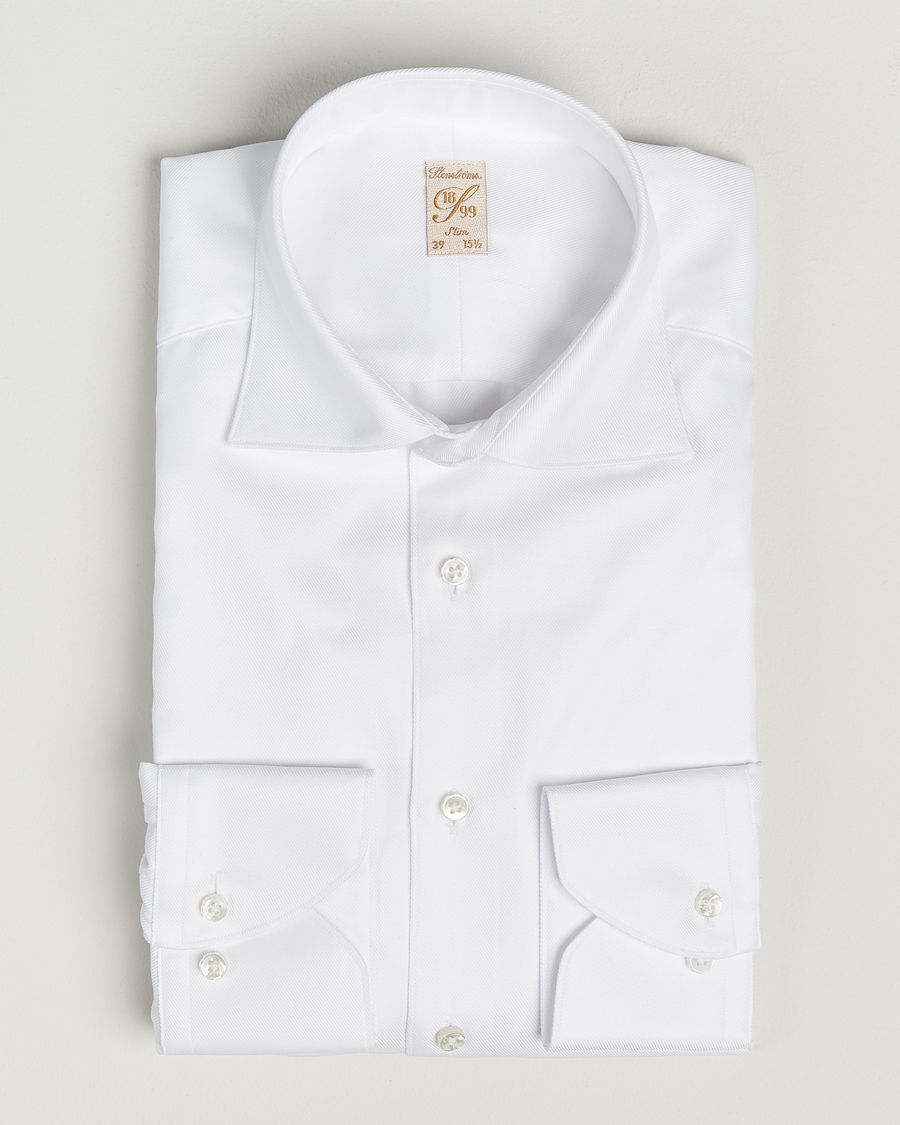 Men | Shirts | Stenströms | 1899 Slim Cotton Twill Shirt White