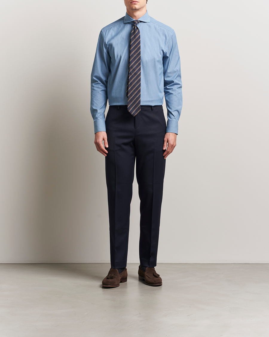 Men | Shirts | Stenströms | 1899 Denim Poplin Shirt Indigo