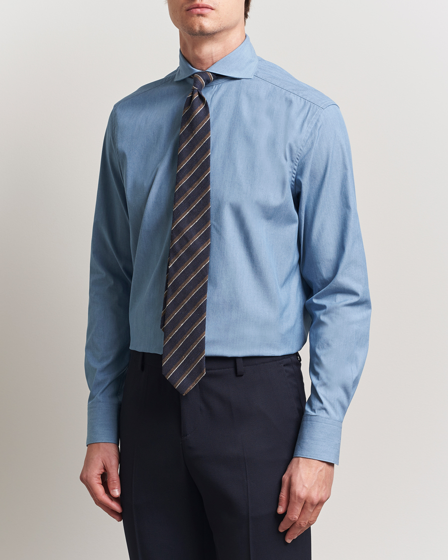 Men | Shirts | Stenströms | 1899 Denim Poplin Shirt Indigo