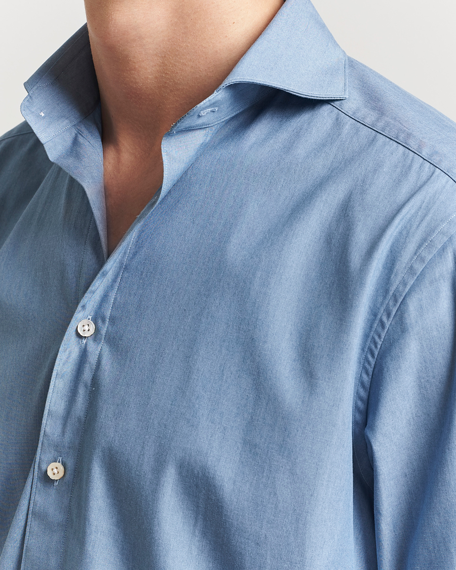 Men | Shirts | Stenströms | 1899 Denim Poplin Shirt Indigo