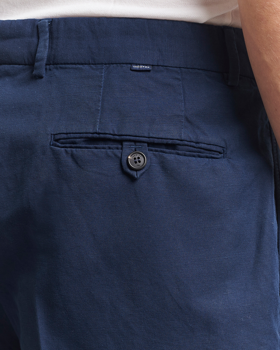Men | Shorts | Incotex | Pleated Chinolino Shorts Navy