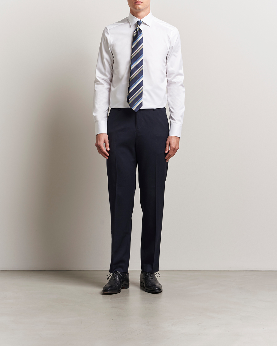Men | Shirts | Stenströms | Slimline Cotton Twill Cut Away Shirt White