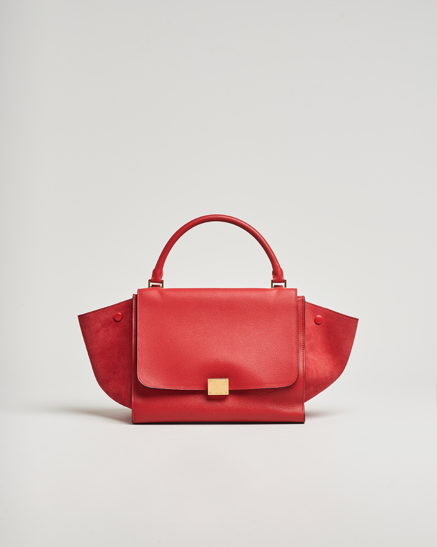 Men | Gifts for Her | Celine Pre-Owned | Trapeze Leather Suede Handbag Red Medium