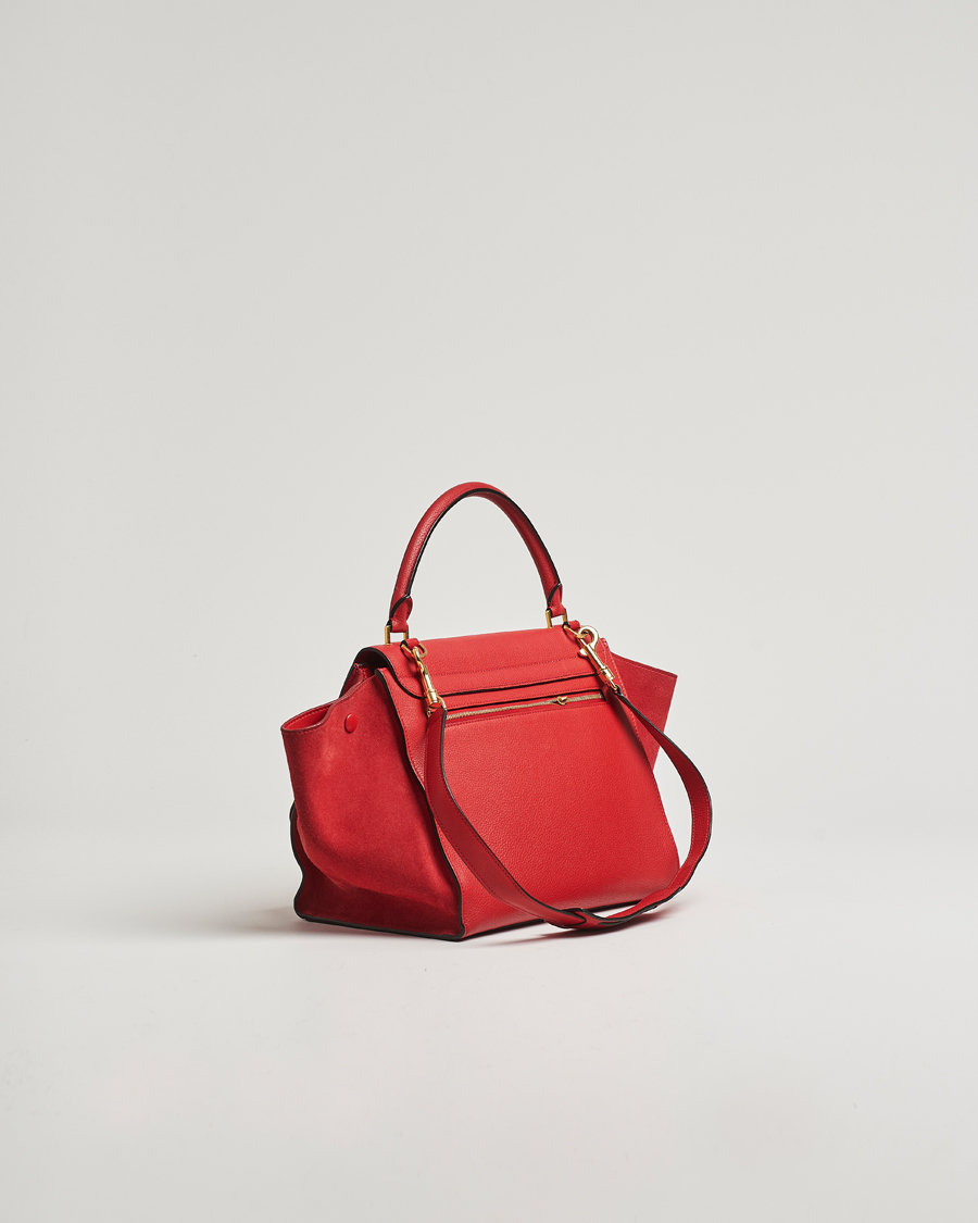 Men | Gifts for Her | Celine Pre-Owned | Trapeze Leather Suede Handbag Red Medium