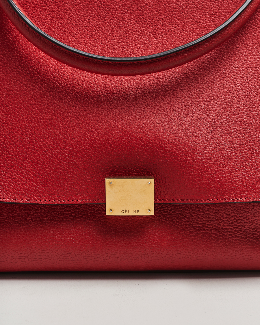 Men | Gifts for Her | Celine Pre-Owned | Trapeze Leather Suede Handbag Red Medium