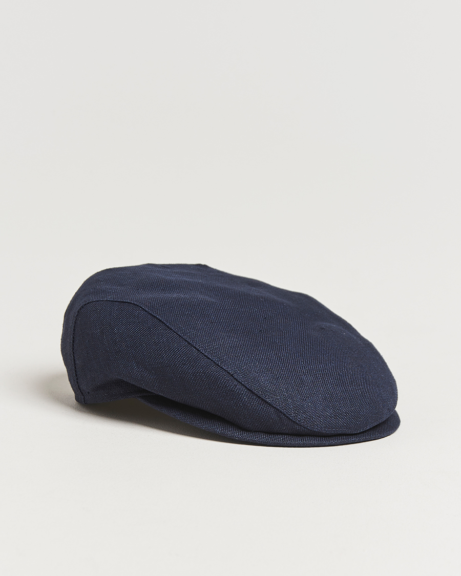 Men | Hats & Caps | Wigéns | Ivy Slim Hopsack Linen Cap Navy