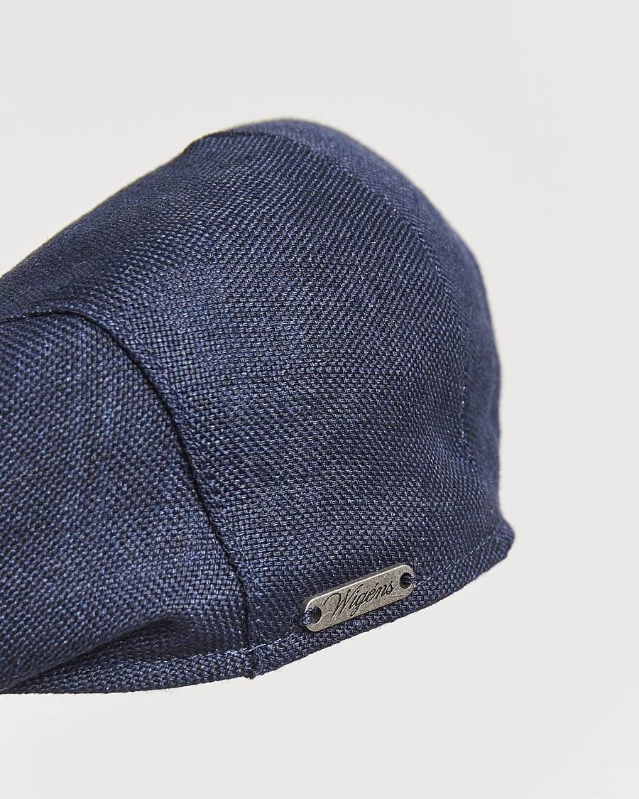 Men | Hats & Caps | Wigéns | Ivy Slim Hopsack Linen Cap Navy