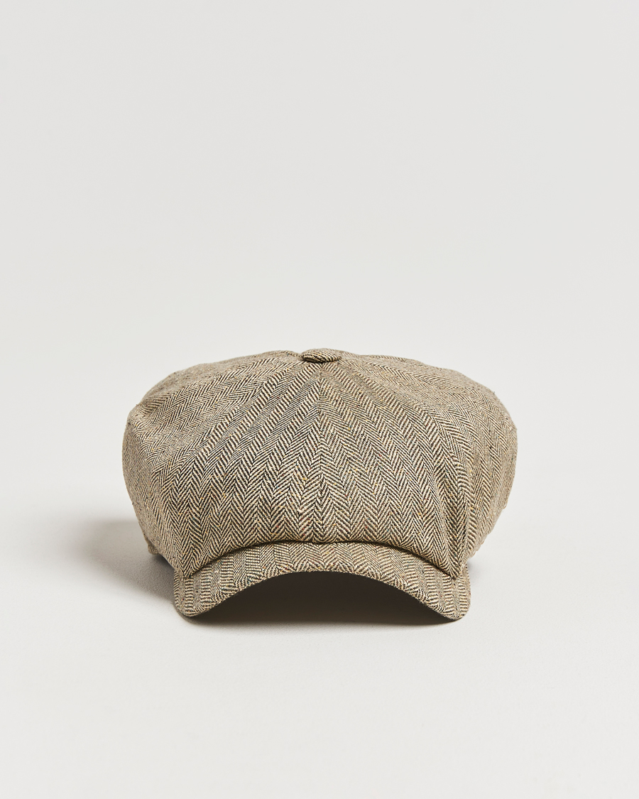 Men | Hats & Caps | Wigéns | Newsboy Retro Herringbone Cap Dark Olive