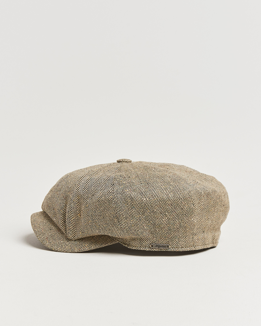 Men | Hats & Caps | Wigéns | Newsboy Retro Herringbone Cap Dark Olive