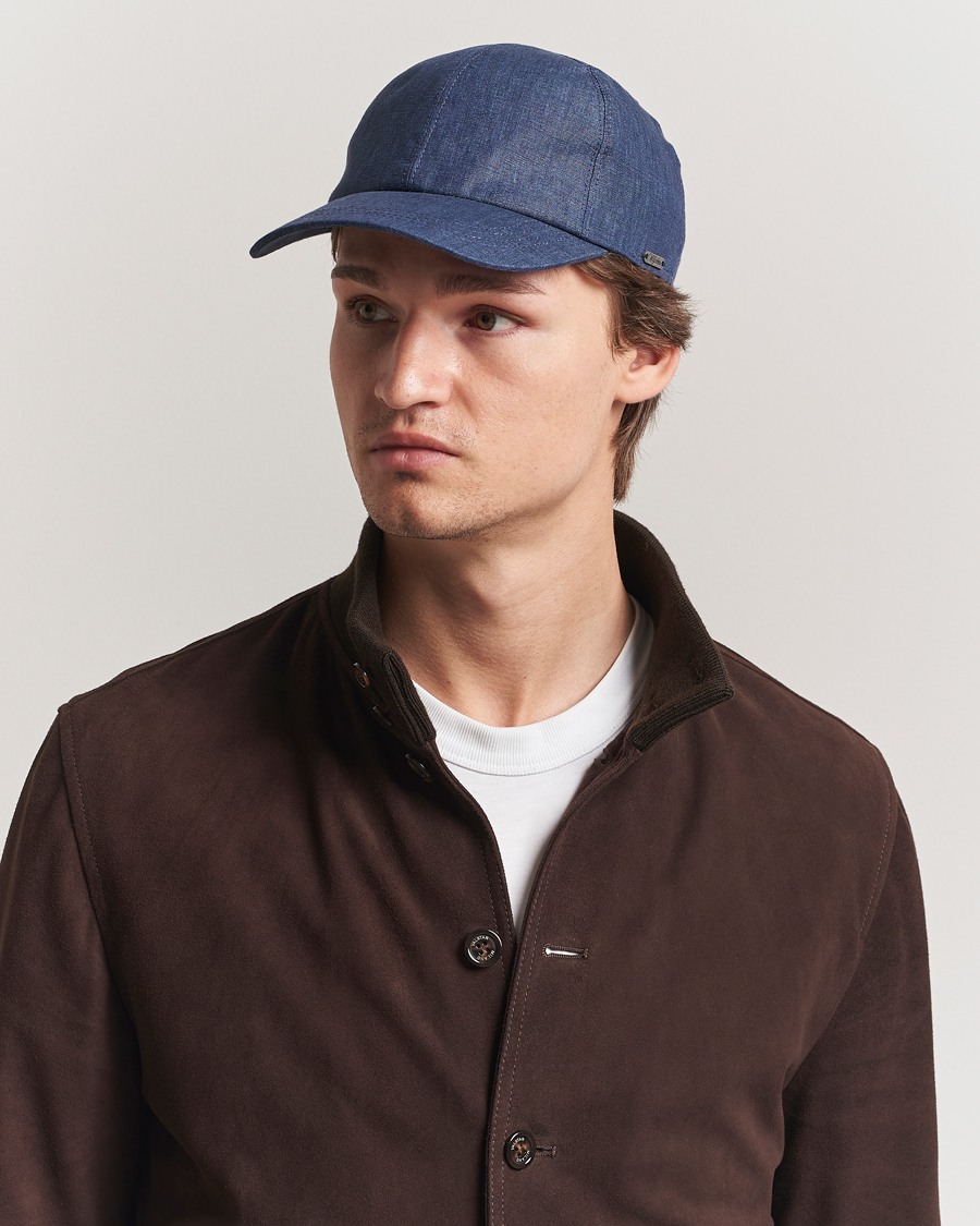 Men | Hats & Caps | Wigéns | Baseball Linen Cap Denim Blue