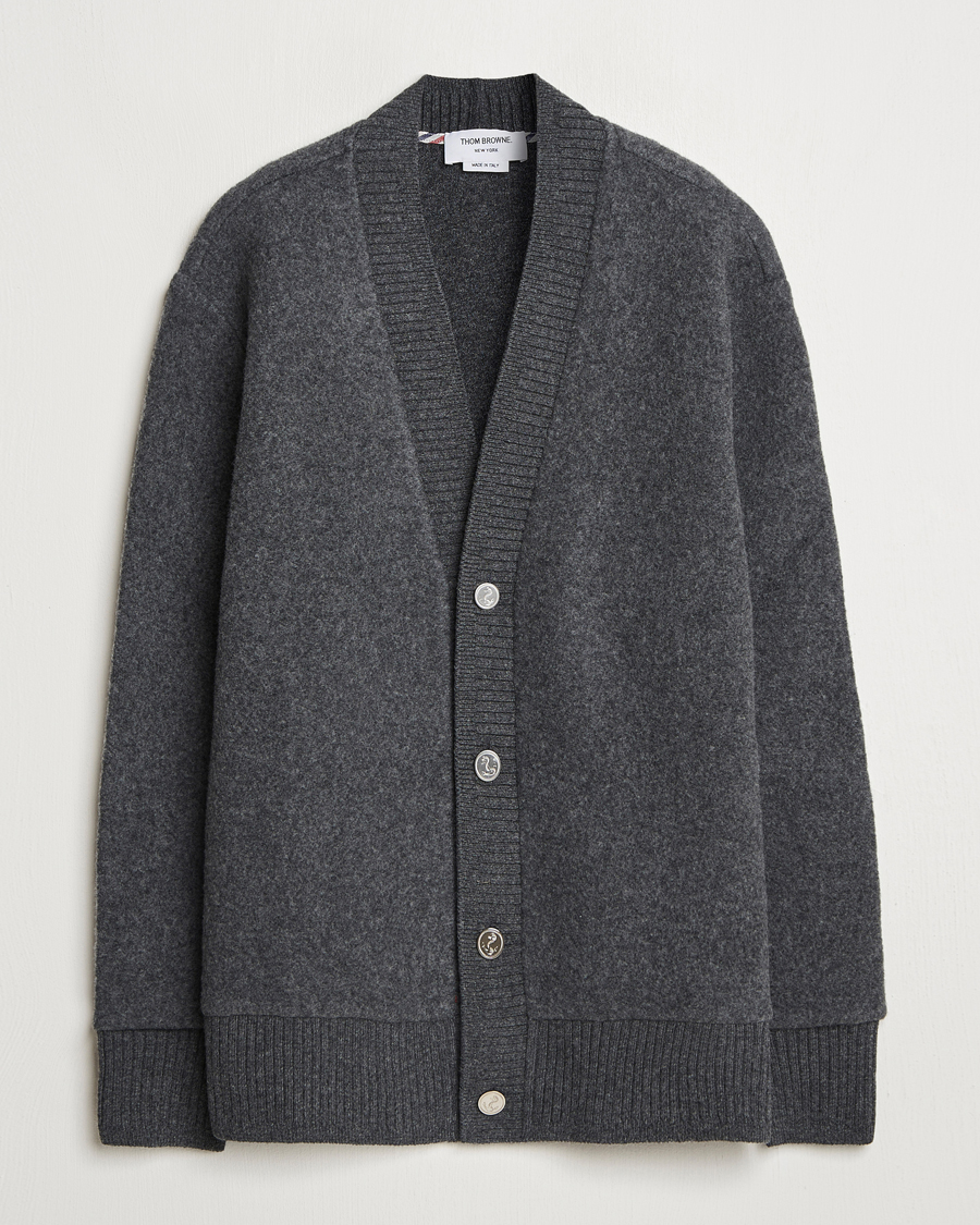 Men | Sweaters & Knitwear | Thom Browne | Wool Fleece Cardigan Charcoal