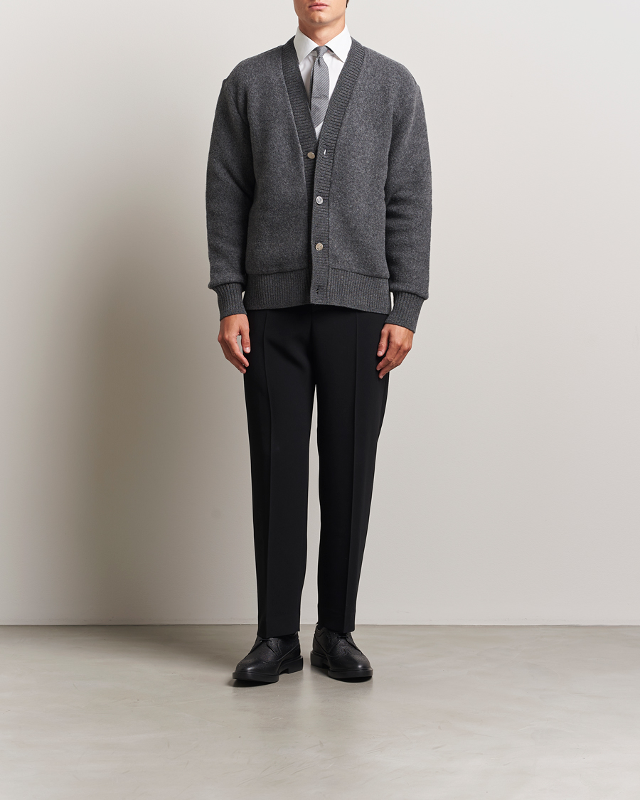 Men | Sweaters & Knitwear | Thom Browne | Wool Fleece Cardigan Charcoal