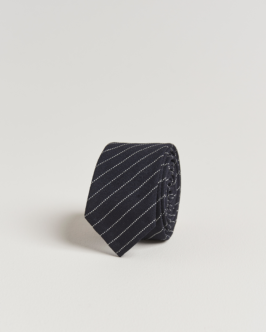 Men | Ties | Thom Browne | Pinstripe Wool Tie Navy