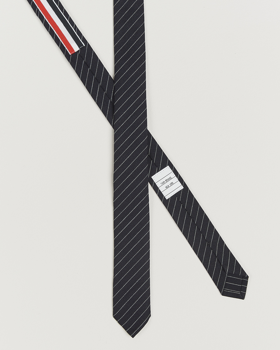 Men | Ties | Thom Browne | Pinstripe Wool Tie Navy