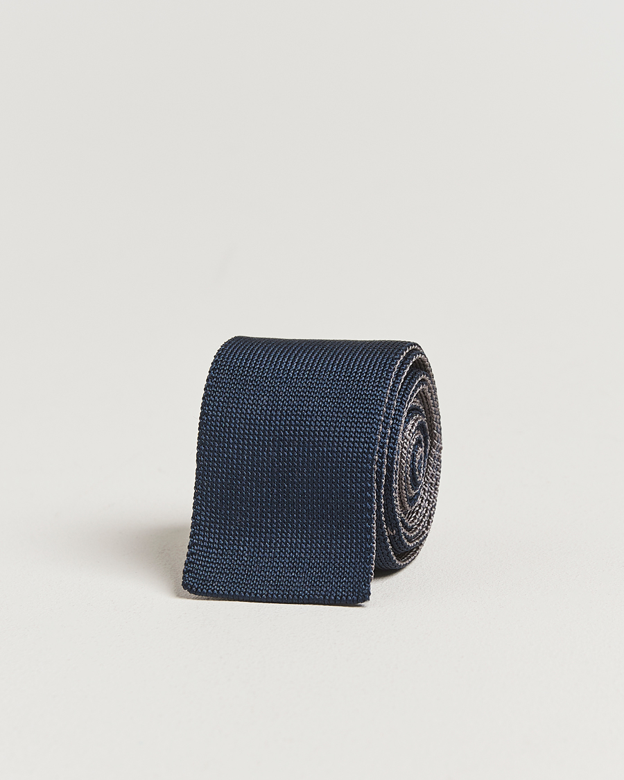 Men | Ties | Thom Browne | Jacquard Knit Tie Navy